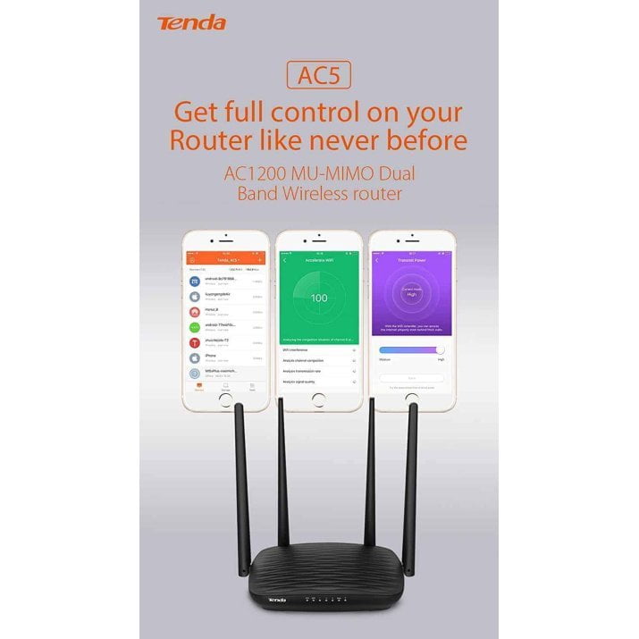 Equipped with a 1 GHz high-frequency CPU made with 28nm process, AC5 outperforms ordinary routers. Stable and fast internet connection lets you enjoy, Check out Tenda AC5 AC1200 Smart Dual-Band WiFi Router (AC5, Black) reviews, ratings, features, specifications and browse more Tenda products online at, , AC5 AC1200 Smart Dual-Band WiFi Router.Migration of ISP User Name and Password, Four 5dBi dual-band omni-directional antennas low price On kartmy.com kartnp satyamfilm satyamfilms