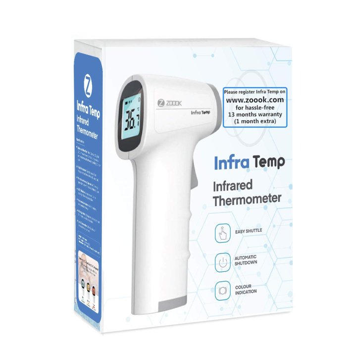 Zoook InfraTemp Forehead Medical Digital Non Contact Infrared (IR) Thermometer - 1 year warranty- Japanese sensor