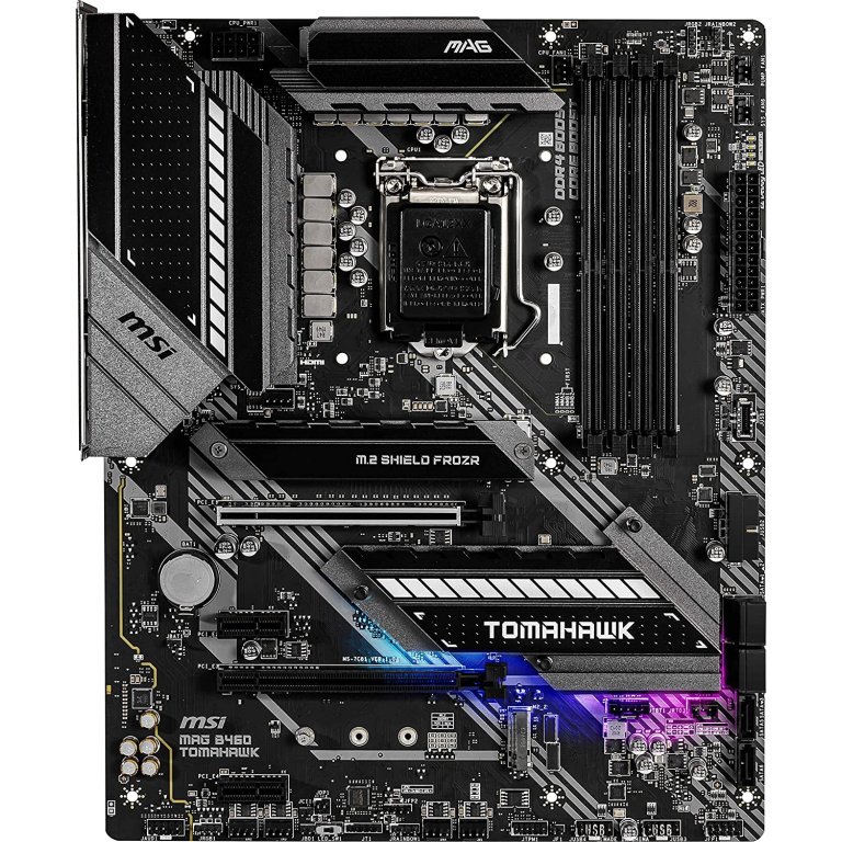 MSI MAG B460 Tomahawk Gaming Motherboard (ATX, 10th Gen Intel Core, LGA 1200 Socket, DDR4, CFX, Dual M.2 Slots, USB 3.2 Gen 2, 2.5G LAN, DP/HDMI, Mystic Light RGB)