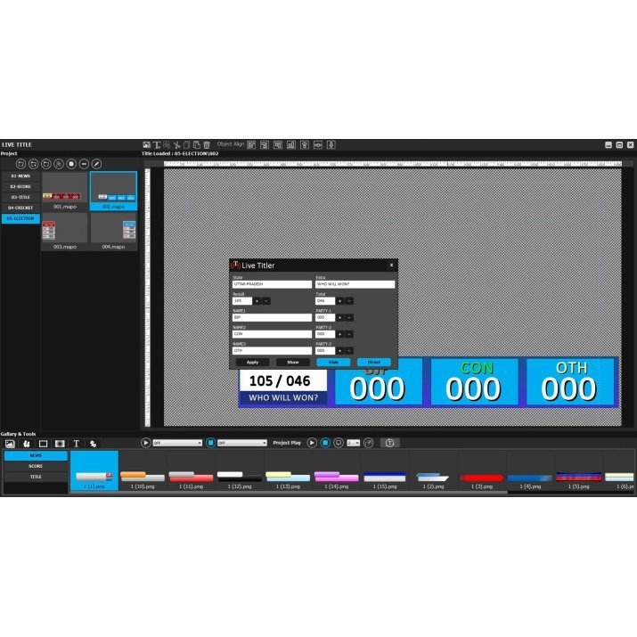 GoLive Real Time Live Event Mixer Switcher Streamer and Recorder Software with Realistic Virtual Set.